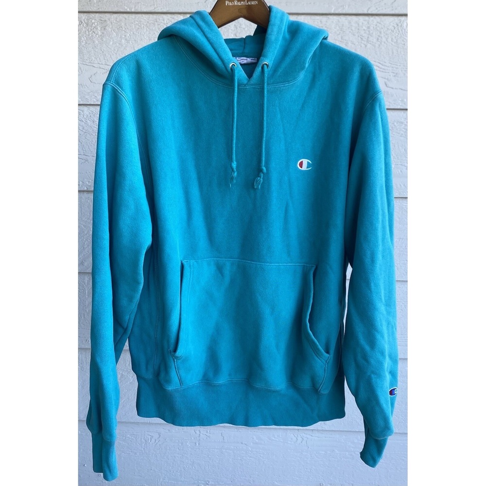 Vintage Champion Reverse Weave Hoodie‎ Mens Medium Green Pullover Y2K